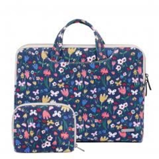 Foto de 13" Stylish Canvas Portable Laptop Case Computer Briefcase for Macbook with Small Bag, F