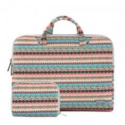 Foto de 13" Stylish Canvas Portable Laptop Case Computer Briefcase for Macbook with Small Bag, D