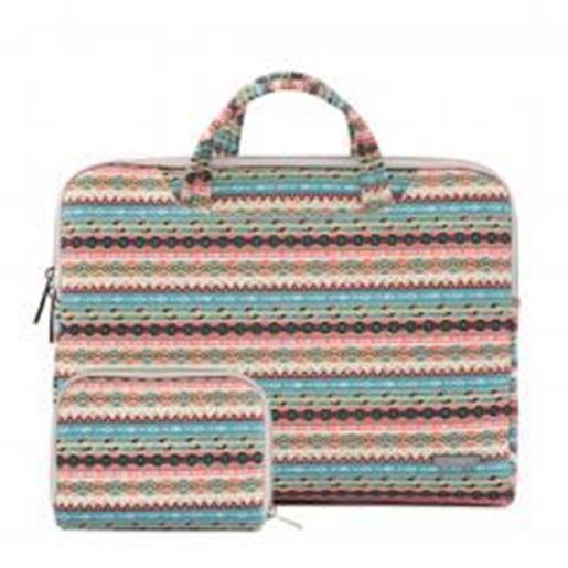 Picture of 13" Stylish Canvas Portable Laptop Case Computer Briefcase for Macbook with Small Bag, D