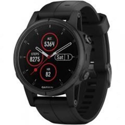 图片 Garmin 010-01987-02 fenix 5S Plus Multisport GPS Watch for Smaller Wrists (Sapphire Edition, Black with Black Band)