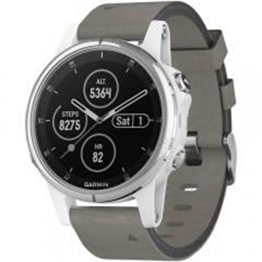 Foto de Garmin 010-01987-04 fenix 5S Plus, Sapphire/White with Gray Suede Band