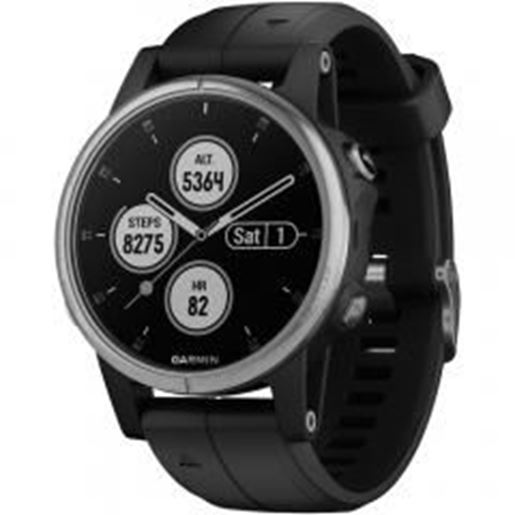 Picture of Garmin 010-01987-20 fenix 5S Plus Multisport GPS Watch for Smaller Wrists (Silver with Black Band)