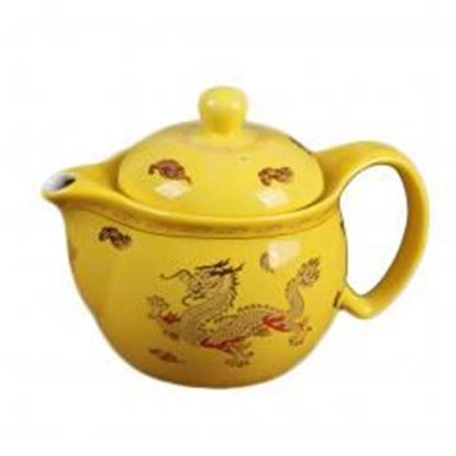 Picture of Old fashion Ceramic Creative Tea Kettle dragon yellow Tea pot