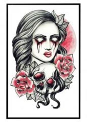 Picture of Beautiful Skull Sexy Beauty Tattoos Waterproof Stickers