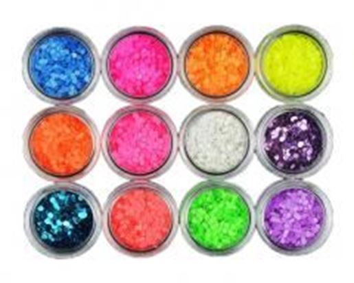 Picture of 12 Color Small Round Paper and Laser Mashup Series Nail Decorations