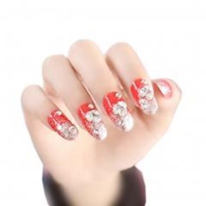 Picture of Stylish Wedding Bridal Nail Jewelry French Nails Rhinestone Nail Art False Nails, #01