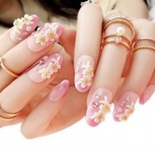 Picture of Charming Wedding Bridal French Nails Fake Nail Rhinestones Nail Art Design, #19