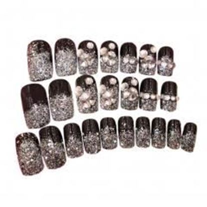 Picture of Charming Wedding Bridal French Nails Fake Nail Rhinestones Nail Art Design, #15