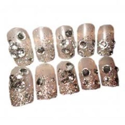 Picture of Charming Wedding Bridal French Nails Fake Nail Rhinestones Nail Art Design, #14