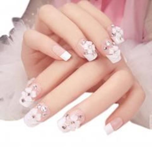 图片 Charming Wedding Bridal French Nails Fake Nail Rhinestones Nail Art Design, #13