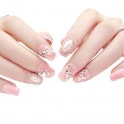 Picture of Charming Wedding Bridal French Nails Fake Nail Rhinestones Nail Art Design, #11