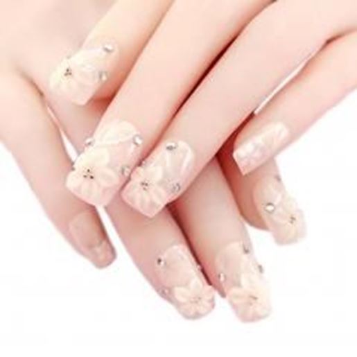 Picture of Charming Wedding Bridal French Nails Fake Nail Rhinestones Nail Art Design, #08