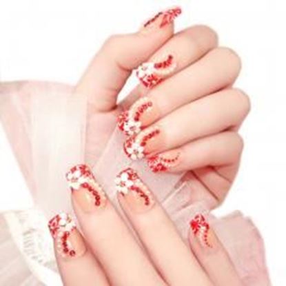 Picture of Charming Wedding Bridal French Nails Fake Nail Rhinestones Nail Art Design, #07