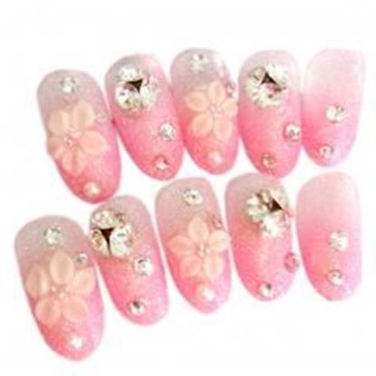 Picture of Charming Wedding Bridal French Nails Fake Nail Rhinestones Nail Art Design, #06