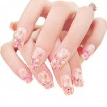 Picture of Charming Wedding Bridal French Nails Fake Nail Rhinestones Nail Art Design, #05