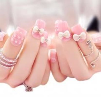 Picture of Charming Wedding Bridal French Nails Fake Nail Rhinestones Nail Art Design, #03