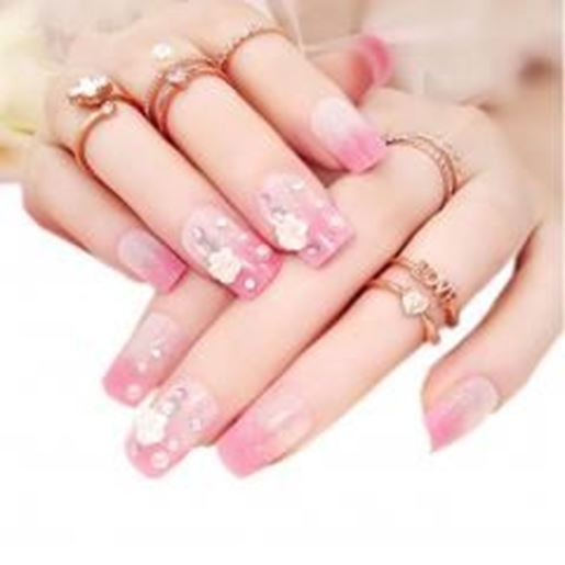 Picture of Charming Wedding Bridal French Nails Fake Nail Rhinestones Nail Art Design, #02