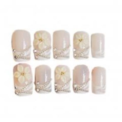 Foto de Stylish Wedding Bridal Nail Jewelry French Nails Rhinestone Nail Art False Nails, #18