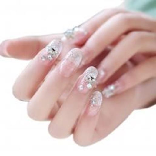 Foto de Stylish Wedding Bridal Nail Jewelry French Nails Rhinestone Nail Art False Nails, #15