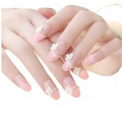 Picture of Stylish Wedding Bridal Nail Jewelry French Nails Rhinestone Nail Art False Nails, #14