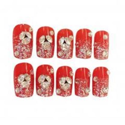 Picture of Stylish Wedding Bridal Nail Jewelry French Nails Rhinestone Nail Art False Nails, #07