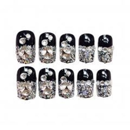 Picture of Stylish Wedding Bridal Nail Jewelry French Nails Rhinestone Nail Art False Nails, #06