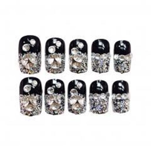 Picture of Stylish Wedding Bridal Nail Jewelry French Nails Rhinestone Nail Art False Nails, #06