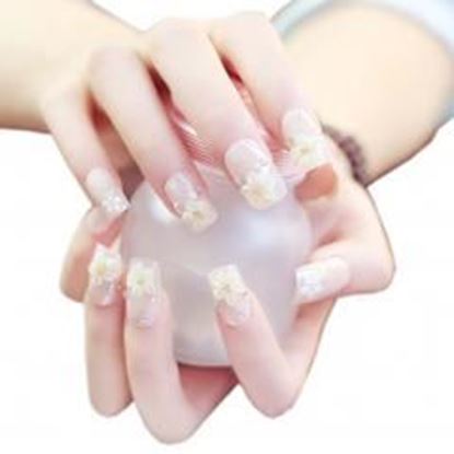 Picture of Stylish Wedding Bridal Nail Jewelry French Nails Rhinestone Nail Art False Nails, #03