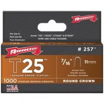 图片 Arrow 257 T25 Round Crown Staples, 7/16"; 1,000 pk