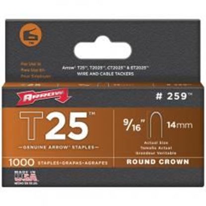 Picture of Arrow 259 T25 Round Crown Staples, 9/16"; 1,000 pk