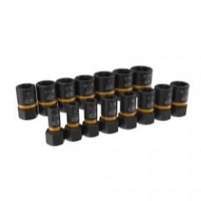 Foto de 15-pc 1/4" & 3/8" Drive Bolt Biter Impact Extraction Socket Set