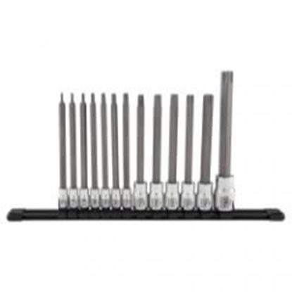 Picture of 1/4", 3/8" and 1/2" Drive 13 Piece Chrome Long Star Bit Socket Rail Set