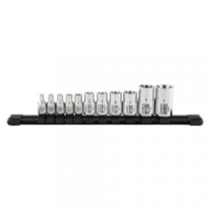Picture of 1/4", 3/8" and 1/2" Drive 11 Piece Chrome Inverted Star Socket Rail Set