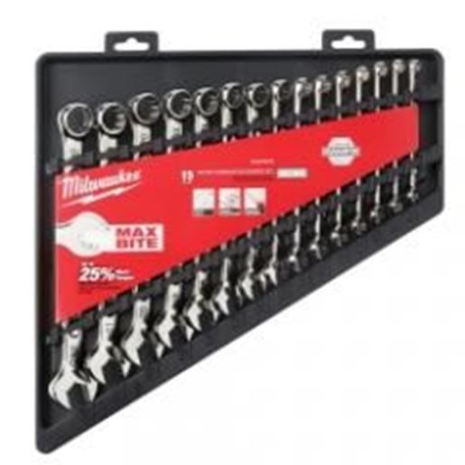 图片 Milwaukee 15-Piece MAX BITE Combination Wrench Set - Metric w/ Comfortable I-Beam Handle Design