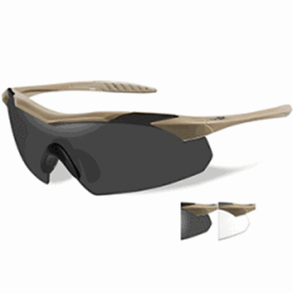 图片 Wiley X Vapor Sunglasses - Smoke Grey/Clear Lens - Tan Frame