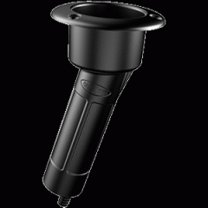 图片 Mate Series Plastic 15&deg; Rod &amp; Cup Holder - Drain - Round Top - Black