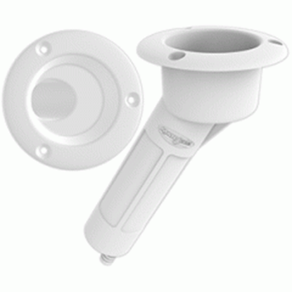 Foto de Mate Series Plastic 30&deg; Rod &amp; Cup Holder - Drain - Round Top - White