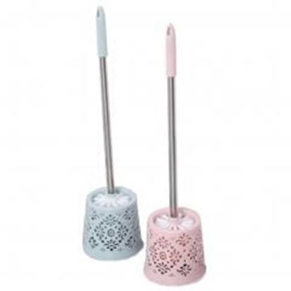 图片 2 Packs Bathroom Cleaning Brushes Toilet Brushes With Holders(Blue+Pink)