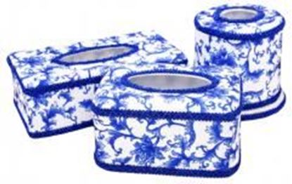 Picture of Creative Blue And White Ceramics Tissue Box For Car Or Home Holders Set Of 3