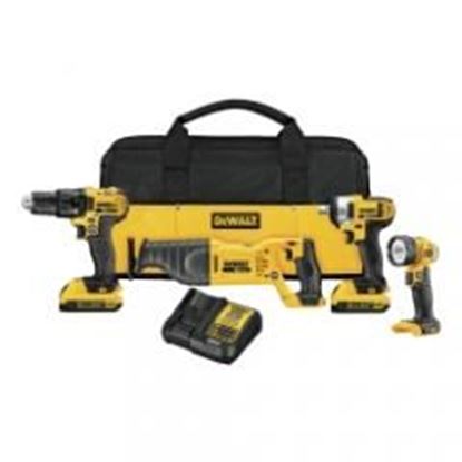 Picture of DeWalt 20V MAX Impact Wrench / Drill / Driver / Recip / Work Light 4-Piece Combo Kit