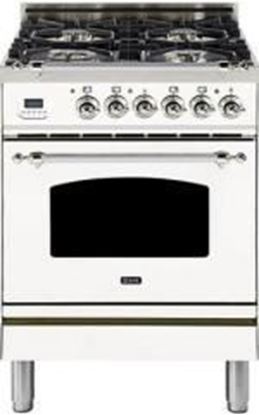 ILVE 24" Nostalgie Series Friestanding Single Oven Dual Fuel Range with 4 Sealed Burners in White 