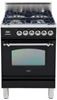 ILVE 24" Nostalgie Series Friestanding Single Oven Gas Range with 4 Sealed Burners in Glossy Black 