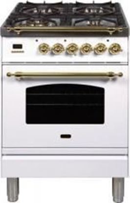 ILVE 24" Nostalgie Series Friestanding Single Oven Dual Fuel Range with 4 Sealed Burners in White