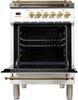 ILVE 24" Nostalgie Series Friestanding Single Oven Dual Fuel Range with 4 Sealed Burners in White