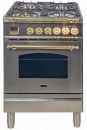 ILVE 24" Nostalgie Series Friestanding Single Oven Dual Fuel Range with 4 Sealed Burners in Stainless Steel 