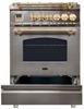 ILVE 24" Nostalgie Series Friestanding Single Oven Dual Fuel Range with 4 Sealed Burners in Stainless Steel 
