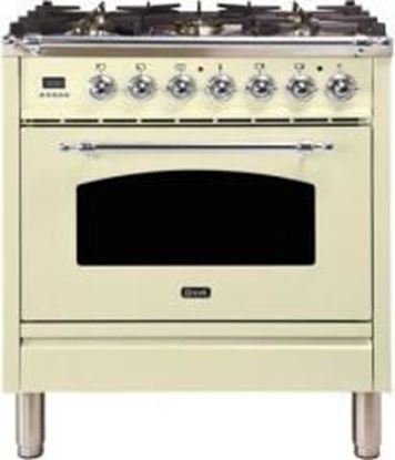 ILVE 30" Nostalgie Series Freestanding Single Oven Dual Fuel Range with 5 Sealed Burners in Antique White
