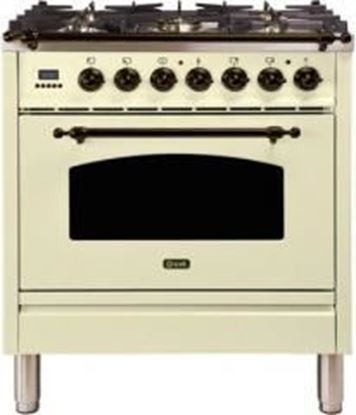 ILVE 30" Nostalgie Series Freestanding Single Oven Dual Fuel Range with 5 Sealed Burners in Antique White