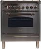 ILVE 30" Nostalgie Series Freestanding Single Oven Dual Fuel Range with 5 Sealed Burners in Stainless Steel 