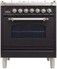 ILVE 30" Nostalgie Series Freestanding Single Oven Dual Fuel Range with 5 Sealed Burners in Matte Graphite 